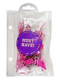 Купить Набор канцелярский: скрепки 28мм, 50мм, зажимы 19мм, розовый, пл.пенал на молнии, MUST HAVE! — Фото №1