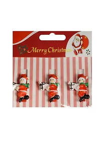 Купить Набор прищепок декоративных, 3 шт, полистоун,снеговик на лошадке — Фото №1