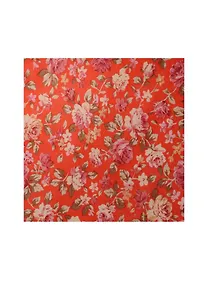 Купить Отрез ткани, 48*91 см, в пакете без подвеса, розы на красном — Фото №1