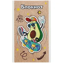 Купить Блокнот А6 40л кл. "АВОКАДО-СКЕЙТЕР" мягк.переплёт, 2 скобы, белый офсет 60г/м2 — Фото №1