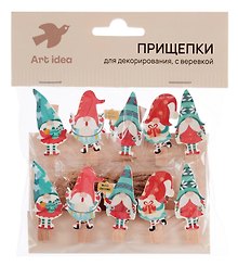 Купить Прищепки декоративные с веревкой Гномики 10шт (ПР-НГ-1) — Фото №1