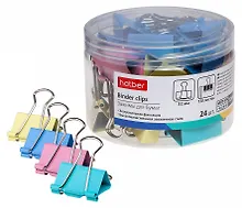 Купить Зажимы для бумаг 32мм 24шт цветные, пласт/уп, Berlingo — Фото №1