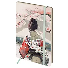 Купить Книга для записей А5 80л лин. "Sakura. Wise beauty" кожзам, с резинкой, тиснение фольгой — Фото №1