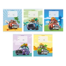 Купить Тетрадь в клетку Listoff, "Путешествие на машине", 12 листов, в ассортименте — Фото №1