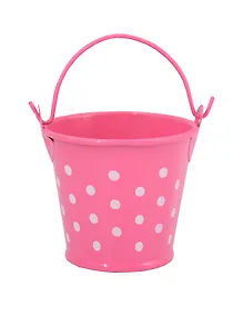 Купить Декоративное изделие из жести ведро в горошек h= 5.5 см (YK6B) розовый — Фото №1
