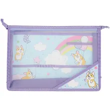Купить Папка для труда А4 "Игривые корги" 33*23см пластик, молния, внутр.блок для канц.принадлежностей — Фото №1