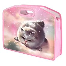 Купить Папка для тетрадей А4 "КОТ" полипропилен, 37*30*11см, молния, вырубн.ручка в пласт.окантовке, дно с расширением — Фото №1