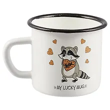 Купить Кружка Енот с печеньками (эмаль) (350 мл) — Фото №1