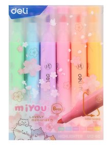 Купить Текстовыделители 06цв "MiYou" скош. наконечник, 1-5мм, Deli — Фото №1