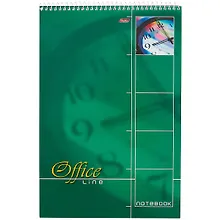 Купить Блокнот А4 60л кл. "Office Line" спираль, зелен.мел.картон, УФ-лак, жестк.подложка — Фото №1
