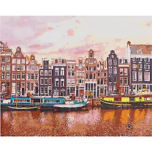 Купить Холст с красками по номерам Амстердамский квартал (Х-6471) (30х40см) (18цв) (Рыжий Кот) (3+) (коробка) — Фото №1