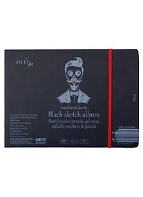 Купить Скетчбук 24,5*18,5см 18л "SMLT Art Black authenticbook", на резинке, 165г/м2, черный, сшивка — Фото №1