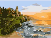 Купить Картина по номерам на подрамнике "Маяк на закате" (22х30) — Фото №1