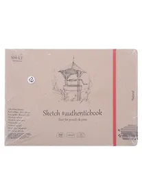 Купить Скетчбук 24,5*18cм 32л "SMLT Art Natural authenticbook", на резинке, 100г/м2, белый, сшивка — Фото №1