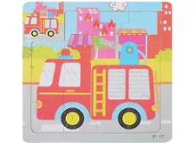Купить Развивающая рамка Пожарная машина, дерево, 16 элементов — Фото №1