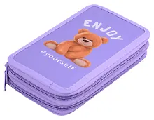 Купить Пенал 2отд. "Мишка на сиреневом" 19*11, молния, полиэстер — Фото №1