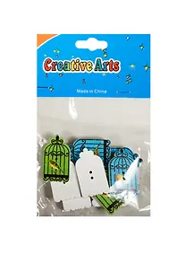 Купить Пуговицы деревянные Птички в клетке (3см) (10шт) (пакет) (11-24067-L41) — Фото №1