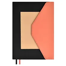 Купить Ежедневник недат. А5 160л "Руффо" чёрный, розовый, бежевый, иск.кожа, тв.переплет, офсет, ляссе — Фото №1