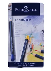 Купить Карандаши цветные 12цв Goldfaber, метал.кор, Faber-Castell — Фото №1