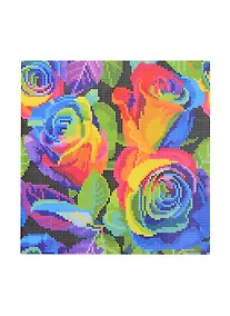 Купить Алмазная мозаика (класс) Радужные яркие розы (AC30018) (30х30см) (33цв) (с подр.,с полн.зап.) (Рыжий Кот) (6+) (коробка) — Фото №1