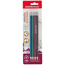 Купить Карандаши Erich Krause, Sonata, чернографитные HB с ластиком 4 штуки — Фото №1