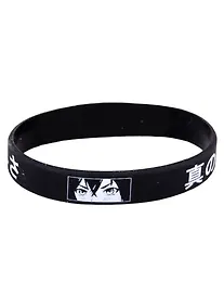 Купить Браслет Аниме Лицо и иероглифы (черный) (силикон) (20,2 см) — Фото №1