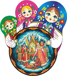 Купить Сувенир, АКМ, Магнит круглый Палех.Сказка о царе Салтане 6*7см, смола — Фото №1