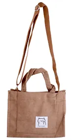 Купить Сумка мини-шоппер с кнопкой кросс-боди бежевая (вельвет) (25х23) — Фото №1