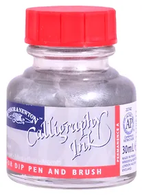 Купить Тушь для каллиграфии 30мл серебряная (красная крышка), Winsor&Newton — Фото №1