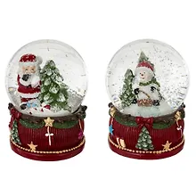 Купить Фигурка декоративная Дед Мороз, Снеговик в стеклянном шаре, 2 варианта (6х6х8) — Фото №1