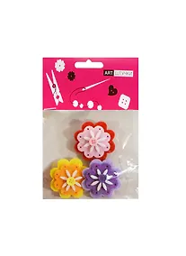 Купить Набор д/творчества Набор из цветов с пуговицами фетр 3шт (желтый розовый голубой) 4см (6069-12-A) — Фото №1