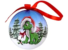 Купить Елочный шар НГ Дракончик в колпачке (пластик) (7,5 см) (ПВХ Бокс) — Фото №1