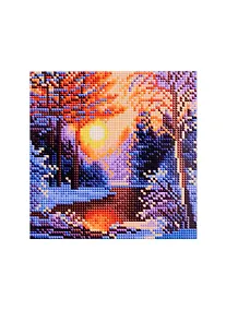 Купить Алмазная мозаика классическая с подрамником с полным заполнением "Зимний рассвет", 20 х 20 см — Фото №1