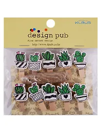 Купить Прищепки декоративные с веревкой 10 шт. Кактусы — Фото №1