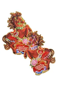 Купить Открытка декор объемная на скотче (GL-02, Лошадь, блестки, фольга, 24х16см, набор 2 шт.) (Астрологика) — Фото №1