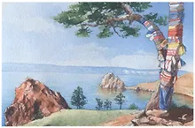 Купить Открытка Байкал акварель Озеро Байкал (О/037/004) — Фото №1