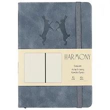 Купить Записная книжка А6+ 80л "Harmony. Серый" иск.кожа, тв.переплет, термотиснение, ляссе, резинка, инд.уп. — Фото №1
