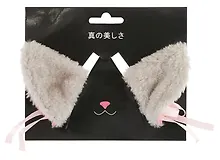 Купить Заколки Аниме Ушки (серые) (иск.мех) (6х6) (2 шт) (12-DaKui-006) — Фото №1