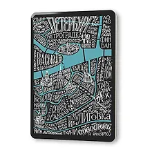 Купить Сувенир, Магнит Карта “Говори как Петербуржец” (черная) 5,6*8,3см, картон — Фото №1