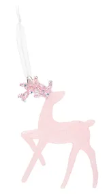 Купить Новогоднее подвесное украшение Олень розовый (пластик) (ПВХ бокс) (5х15) (12-09229-2-N16) — Фото №1