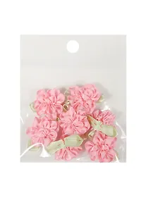 Купить Пришивные розочки с листиками 3 см. розовые (7шт)(пакет) (11-01031-1-2) — Фото №1