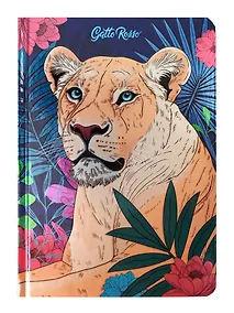 Купить Книга для записей А5 128л кл. "ДИКИЕ КОШКИ. ЛЬВИЦА" 7БЦ, выб.лак, скругл.углы — Фото №1