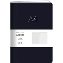 Купить Книга для записей А4 80л лин. "Format" черн.иск.кожа, интегр.переплет, тиснение фольгой, скругл.углы, инд.уп. — Фото №1
