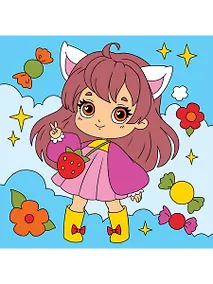 Купить Холст с красками Девочка с ушками, 15х15 см — Фото №1