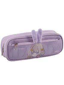 Купить Пенал-косметичка из ткани на молнии, с дополнительным отделением "Ушки", сиреневый, Yoi — Фото №1