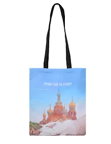 Купить Сумка-шоппер СПб Пушистый Петербург Альфред размышляет… (черная) (текстиль) (40х32) — Фото №1