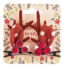 Купить Заколки новогодние Рожки олененка с ушками и ягодами (2шт) (текстиль) (12-6142-HNY25) — Фото №1