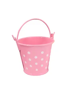 Купить Декоративное изделие из жести ведро в горошек h= 5.5 см (YK6B) светло-розовый — Фото №1