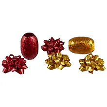 Купить Набор для упаковки «Жёлтый и красный», 2 катушки лент, 2 банта — Фото №1