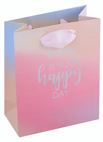 Купить Пакет А6 11,5*14,5*6 "Праздничный градиент" жен., бум., тиснение, тег — Фото №1